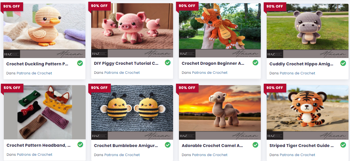 Exemples de patrons de crochet disponibles sur Creative Fabrica